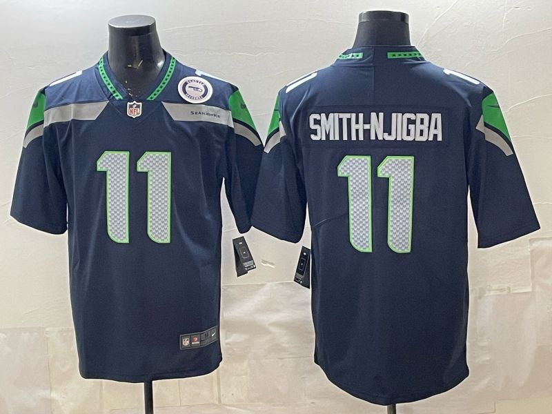 Men 2026 Seattle Seahawks #11 Smith-Njigba Blue Nike Limited NFL Jersey 054